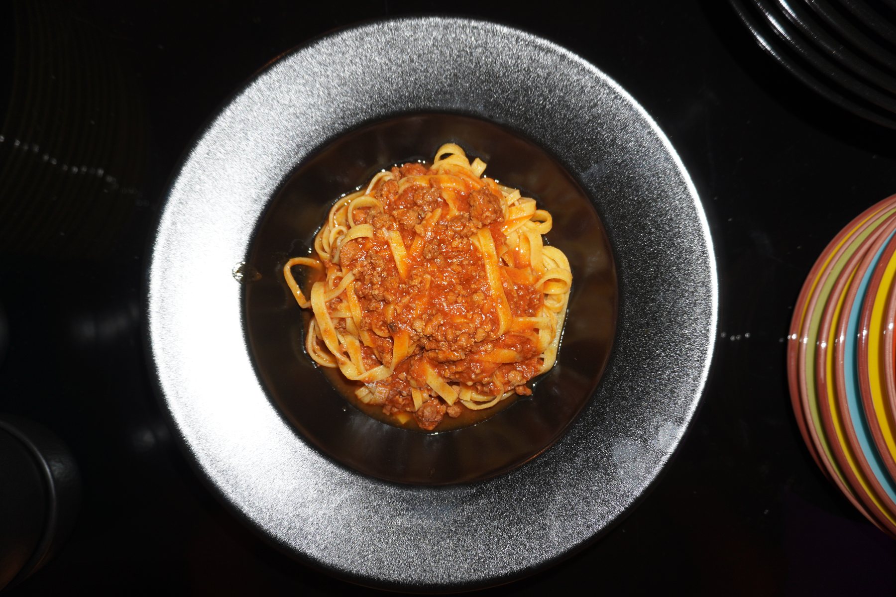 Tagliatelle al ragù impiattate